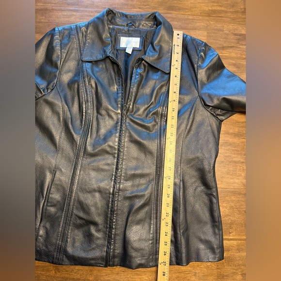 Worthington Black Genuine Leather Full Zip Jacket Woman’s SZ 1X Lined Pockets - Picture 10 of 11